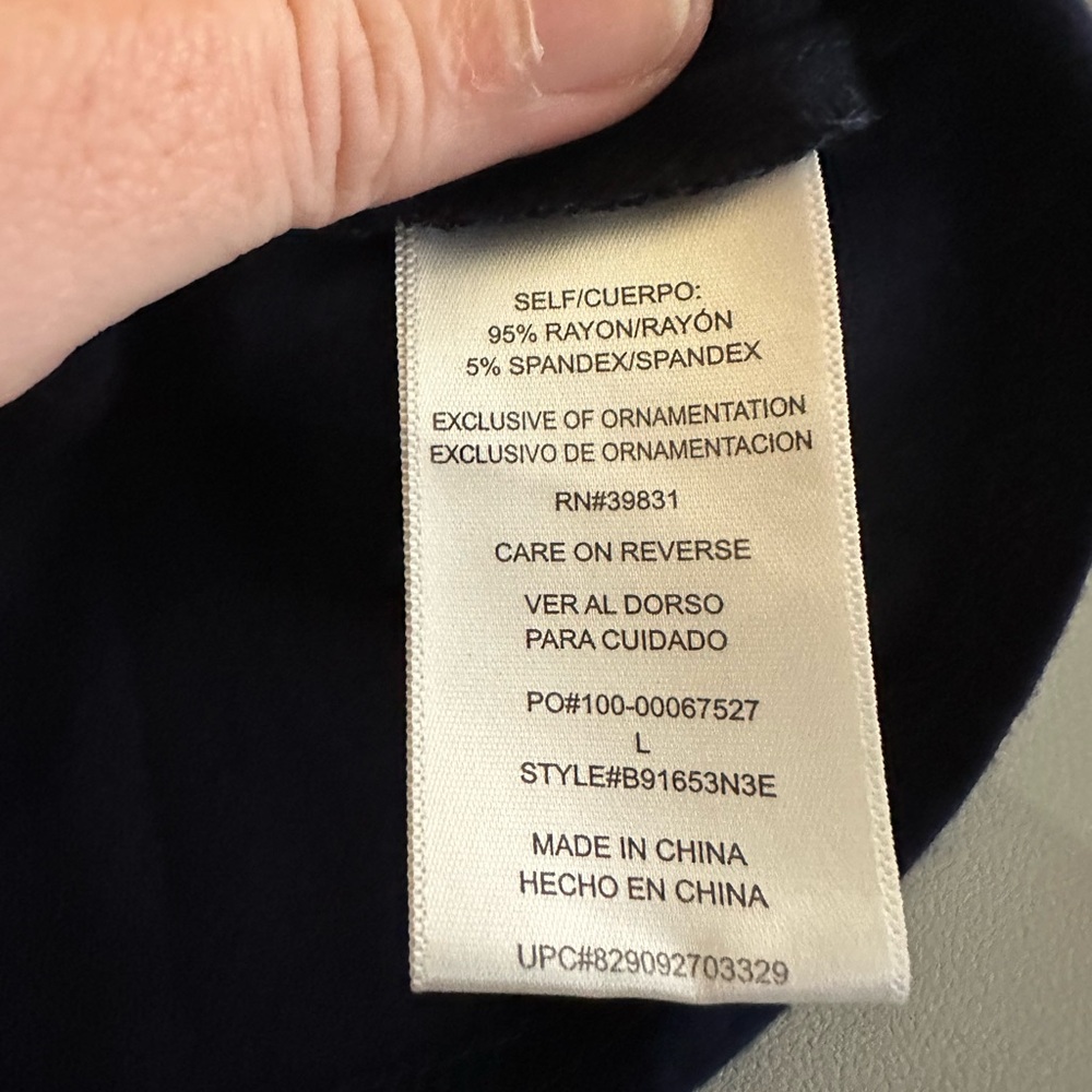 Democracy Navy Blue Embroidered Tie Front Dolman Sleeve Top L - Picture 8 of 9